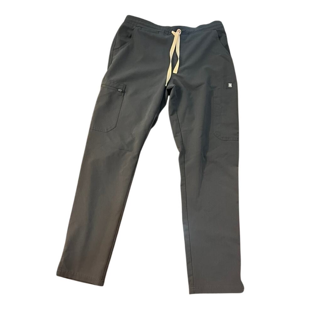 EUC FIGS gray scrub pants w pink drawstring size small technical collection